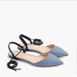 J. Crew Shoes | Jcrew Ankle Wrap Pointed Toe Slingback Flat | Color: Blue/White | Size: 7.5