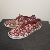 Vans Shoes | Floral Authentic Lo Pro Maroon Van's | Color: Red | Size: 6.5