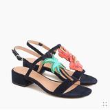 J. Crew Shoes | J.Crew Tropical Low-Heel Sandals In Suede-J0132 | Color: Black/Red | Size: Various