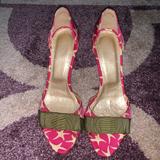 J. Crew Shoes | J. Crew Pink & Green Fabric Dorsay Bow Pumps | Color: Green/Pink | Size: 6