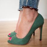 Zara Shoes | Green Peep Toe Pumps | Color: Green | Size: 6