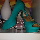 Nine West Shoes | Nine West Turquoise Peep-Toe Pumps | Color: Blue/Green | Size: 9.5