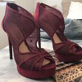 Jessica Simpson Shoes | Jessica Simpson Wine Abel Caged Lace Platform Heels | Color: Purple/Red | Size: 8.5