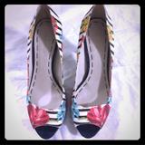 Nine West Shoes | Nine West Floral Peep Toe Heel | Color: Black | Size: 7
