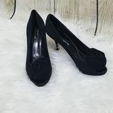 Kate Spade Shoes | Kate Spade Black Peep Toe Rosette Pumps Heels | Color: Black | Size: 6.5
