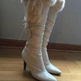 Nine West Shoes | Leather And Fur Boots | Color: White | Size: 7