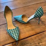 J. Crew Shoes | Jcrew Greenblue Gingham Dorsay Heels | Color: Blue/Green | Size: 7.5