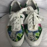 Kate Spade Shoes | Kate Spade Floral Leather Sneakers | Color: Green/White | Size: 6