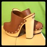 Michael Kors Shoes | Michael Kors Perri Runway Platform Clogs | Color: Brown/Tan | Size: 8.5