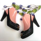 Kate Spade Shoes | Kate Spade Leather Peep Toe Sling Back Platforms | Color: Black | Size: 9.5