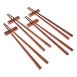 Smooth Meal,'Teak Chopstick Set of 4 with Rests'