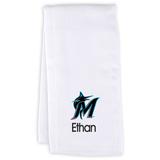 Infant White Miami Marlins Personalized Burp Cloth