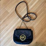 Michael Kors Bags | Crossbody Michael Kors Black Leather Purse | Color: Black/Gold | Size: Os