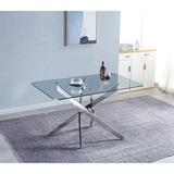 Willa Arlo™ Interiors Kara Trestle Dining Table Glass/Metal in Gray, Size 30.0 H x 51.0 W x 31.5 D in | Wayfair 685B53A86CC44B1F9842F7D9196C3758