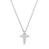Diamaison 1/10 Ct. T.w. Round-Cut Diamond Cross Necklace In 10K White Gold