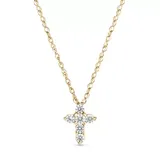 Diamaison 1/10 Ct. T.w. Round-Cut Diamond Cross Necklace In 10K Yellow Gold