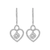 Diamaison 3/4 Ct. T.w. Diamond Heart Dangle Earrings In 14K White Gold
