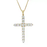 Diamaison 4 Ct. T.w. Diamond Vintage-Style Cross Pendant In 14K Gold