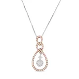Diamaison Women's 1/2 ct. t.w. Round-Cut Diamond Tear Drop Necklace in 14K Two-Tone Gold