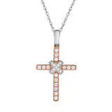 Diamour Multi 1/5 ct. t.w. Diamond Cross Necklace in 10K Two-Tone Gold