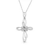 Diamaison 1/10 C.t.t.w Diamond 10Kw Cross Pendant, White