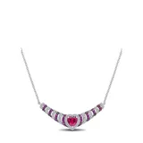 Belk & Co Created Ruby And Created White Sapphire Heart Necklace In Sterling Silver