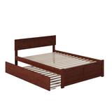 Harriet Bee Winter Park Solid Wood Platform Bed w/ Footboard & Trundle Wood/Solid Wood in Brown, Size 37.25 H x 55.75 W x 76.75 D in | Wayfair