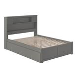Harriet Bee Quitaque Platform Bed w/ Trundle & Bookcase Wood/Solid Wood in Gray, Size 47.25 H x 57.5 W in | Wayfair