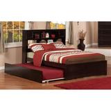 Harriet Bee Quitaque Platform Bed w/ Trundle & Bookcase Wood/Solid Wood in Brown, Size 47.25 H x 57.5 W in | Wayfair