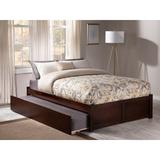 Harriet Bee Concorde Solid Wood Platform Bed w/ Footboard & Trundle Wood in Brown, Size 16.0 H x 55.75 W x 77.0 D in | Wayfair VVRO3269 29130482