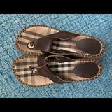 Burberry Shoes | Burberry Brown Leather Espadrille Wedge Sandal | Color: Brown/Tan | Size: 9