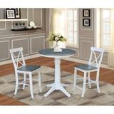 August Grove® Haswell 3 - Piece Counter Height Rubberwood Solid Wood Dining Set Wood in Gray/White, Size 35.9 H in | Wayfair