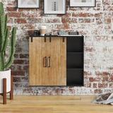Steelside™ Eliza 2 - Door Accent Cabinet Wood in Black/Brown/Gray, Size 27.5 H x 30.0 W x 7.25 D in | Wayfair 4D29C97BB7DF4ED1ABEC17F40E49A985