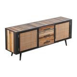George Oliver Elane 78.74" Wide 3 Drawer Buffet Table Wood in Black/Brown, Size 30.31 H x 78.74 W x 17.72 D in | Wayfair
