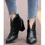 LoLa Shoes Women's Casual boots Black - Black Snake-Print Stud-Accent Bootie - Women