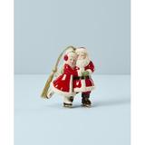 Lenox Ice Skating Santa & Mrs. Claus Hanging Figurine Ornament Ceramic/Porcelain in Brown/Green/Red, Size 3.75 H x 2.0 W x 3.0 D in | Wayfair