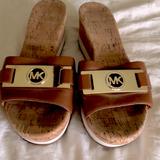 Michael Kors Shoes | Michael Kors Leather Wedge Slide Size 8 New | Color: Tan | Size: 8