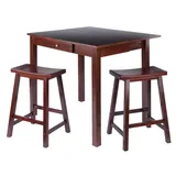 Winsome Perrone High Drop Leaf Bar Table 3-piece Set, Brown