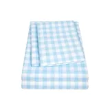 Sweet Home Collection Kids Blue Gingham Pattern Sheet Set, Light Blue, Twin X-Large