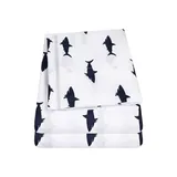 Sweet Home Collection Kids Swimming Sharks Sheet Set, White, Full