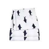 Sweet Home Collection Kids Swimming Sharks Sheet Set, White, Twin X-Large