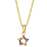 Kids' Junior Jewels 14k Gold Over Silver Rainbow Cubic Zirconia Star Pendant Necklace, Girl's, Multicolor