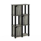 Latitude Run® Brandonlee 3-Tier Storage Shelf w/ 2 Doors, Black Oak/Black Wood in Gray, Size 43.78 H x 23.5 W x 11.61 D in | Wayfair