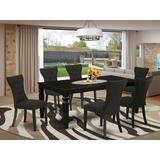 Charlton Home® Svartalfar Butterfly Leaf Rubberwood Solid Wood Dining Set Wood/Upholstered Chairs in Black, Size 30.0 H in | Wayfair