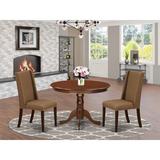 Charlton Home® Gladsheim Rubberwood Solid Wood Dining Set Wood/Upholstered Chairs in Brown, Size 30.0 H in | Wayfair