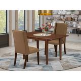 Winston Porter Hadara Butterfly Leaf Rubberwood Solid Wood Dining Set Wood/Upholstered Chairs in Brown, Size 30.0 H in | Wayfair
