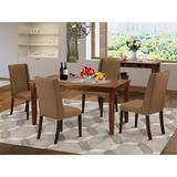 Winston Porter Hadly Rubberwood Solid Wood Dining Set Wood/Upholstered Chairs in Brown, Size 30.0 H in | Wayfair 6558AB36109B4332AA4E94605E50E6C7