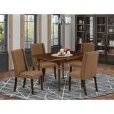 Charlton Home® Vali Drop Leaf Rubberwood Solid Wood Dining Set Wood/Upholstered Chairs in Brown, Size 30.0 H in | Wayfair