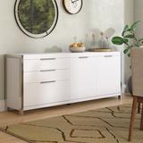 Latitude Run® Jacarion 74.8" Wide 3 Drawer Sideboard Wood in Brown/White, Size 30.5 H x 74.8 W x 16.5 D in | Wayfair