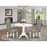 Alcott Hill® Selig Drop Leaf Rubberwood Solid Wood Dining Set Wood/Upholstered Chairs in White, Size 29.5 H in | Wayfair